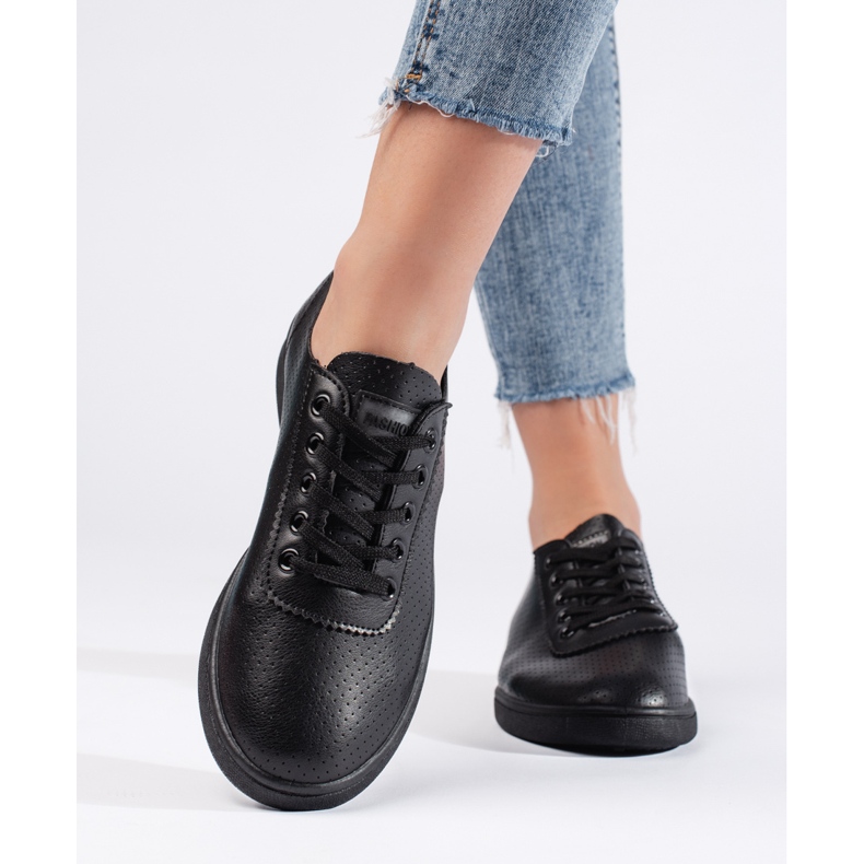 Klassiske sorte sneakers til kvinder 1