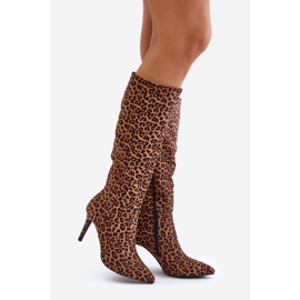 Brune Reanwenna Leopard højhælede støvler 1
