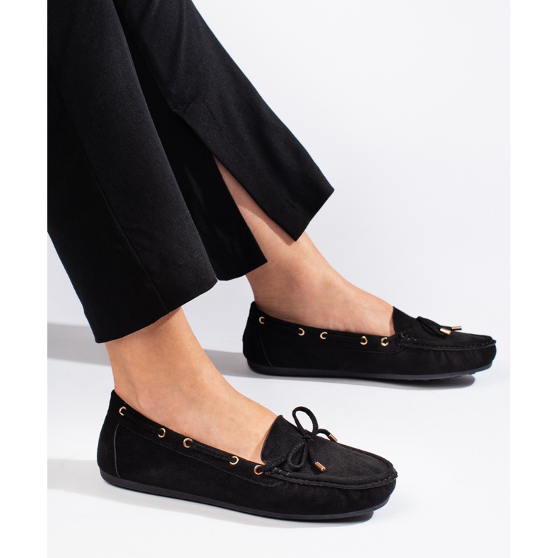 Loafers i sort ruskind til kvinder 1