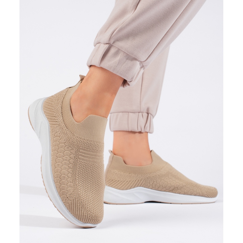 Beige tekstil sportssko 1