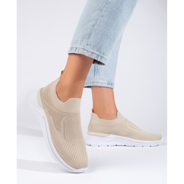 Beige tekstil sportssko 1
