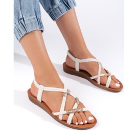 Hvide slip-on sandaler med indvævede stropper 1