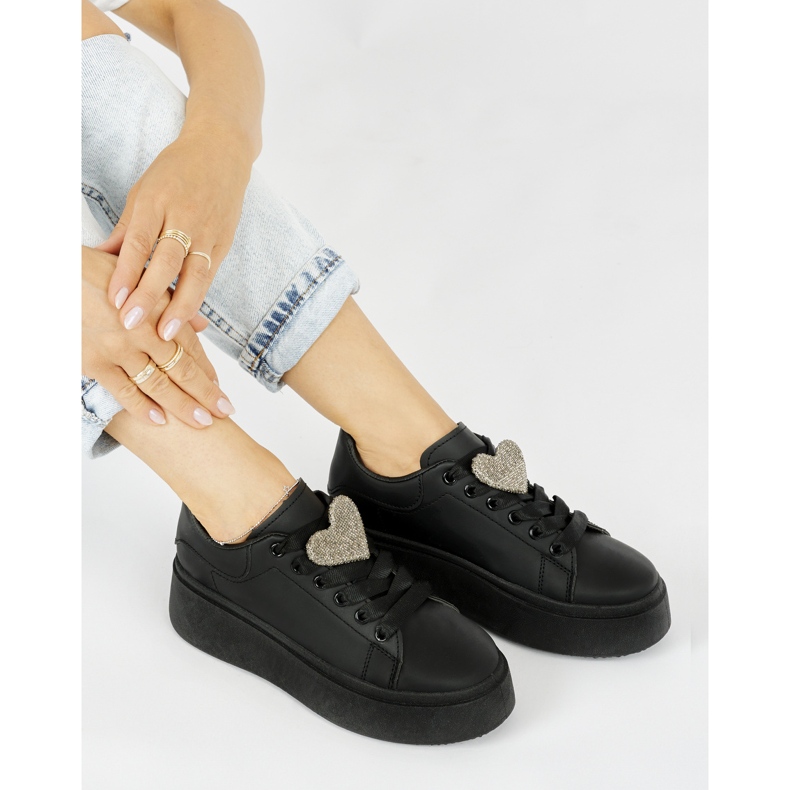 Sorte platformssneakers til kvinder 1