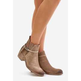 Zazoo 60478 højhælede ruskindstøvler, isolerede, fastgjort med lynlås, beige 1