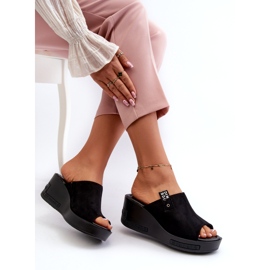 Vinceza flip-flops med høj kile til kvinder, sort 3