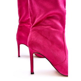 Joalice Dame støvler i øko-ruskind Mid-Calf High Heel Fuchsia lyserød 7