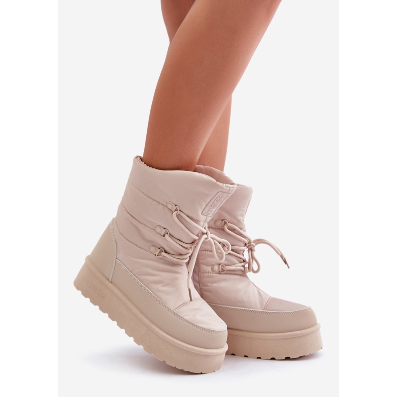 Platform snestøvler med lynlås Big Star OO274885 Beige 1