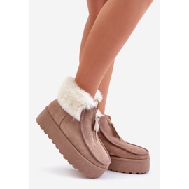 Snestøvler med pels og lynlås til kvinder, Mørk Beige Filiala 1