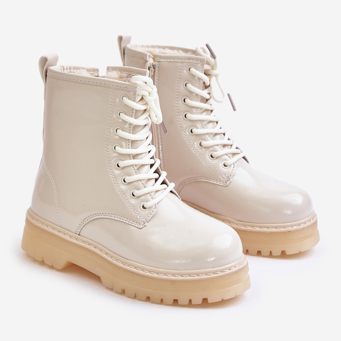 Pigerisolerede patentstøvler med lynlås, Beige Novita 1