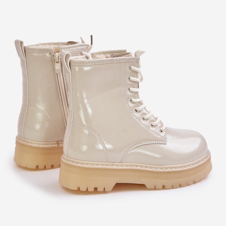 Pigerisolerede patentstøvler med lynlås, Beige Novita 2