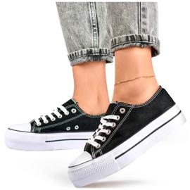 Sneakers med lav platform til kvinder, sorte QY832B 1
