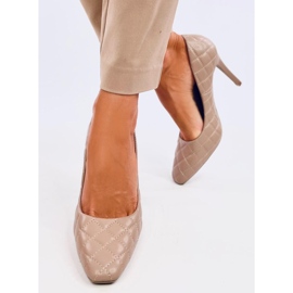 Kviltede Modi Khaki stiletter beige 2