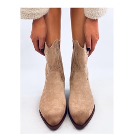Beige gennembrudte cowboystøvler 2