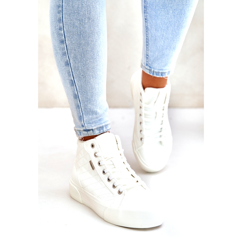 Isolerede sneakers til kvinder med syninger Big Star OO274A479 Hvid 1