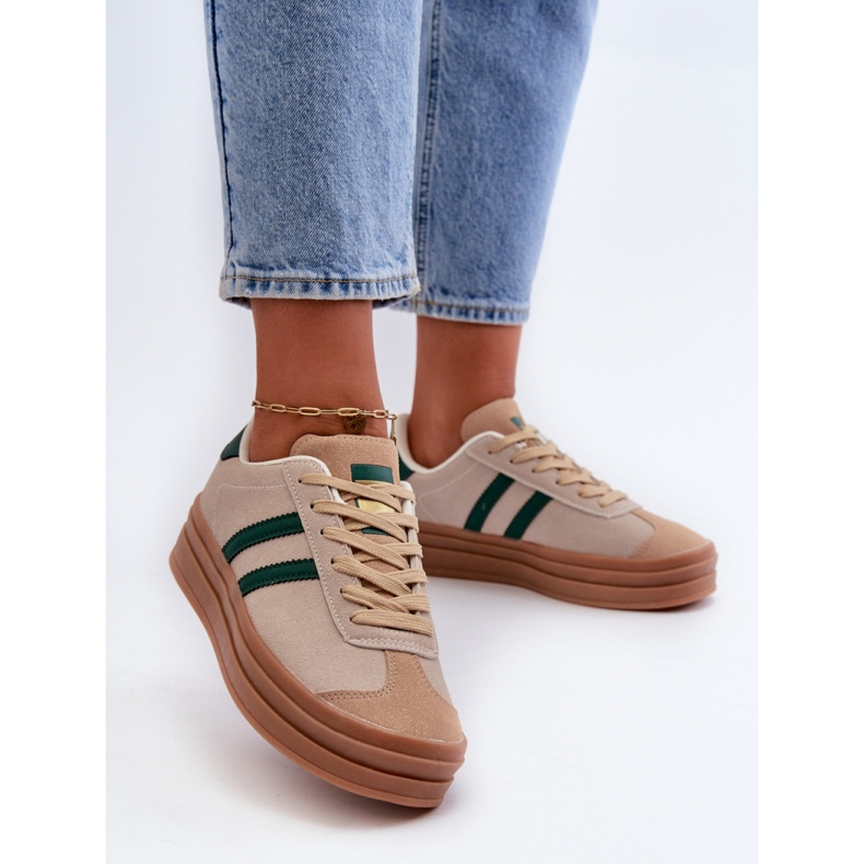 EV-508 Beige/grønne sportssko 1