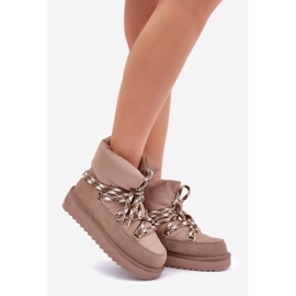 Snestøvler i ruskind til kvinder med tyk snøre D.Franklin DFSH375003 beige 1