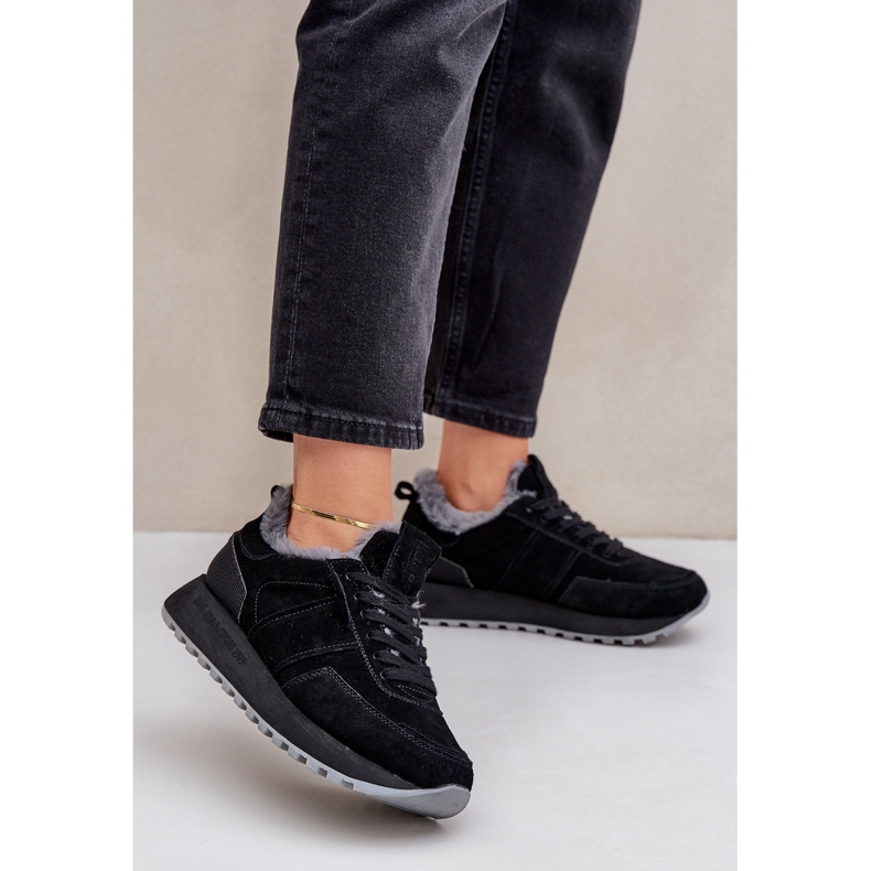 Damesneakers i ruskind med pels og skinnende element Big Star OO274580 Hi-Poly System Sort 2