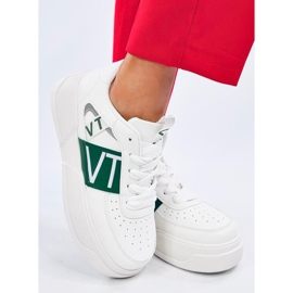Platformsneakers til kvinder, hvide og grønne 2