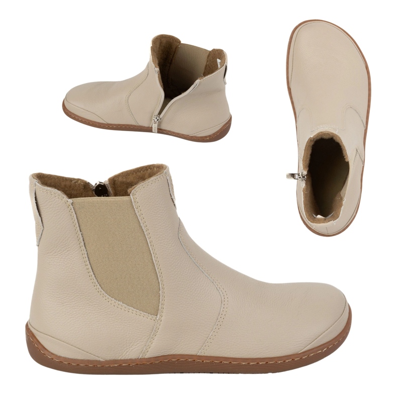 Olivier Barfodede Chelsea-støvler til kvinder med lynlås, isoleret 1263, beige 1