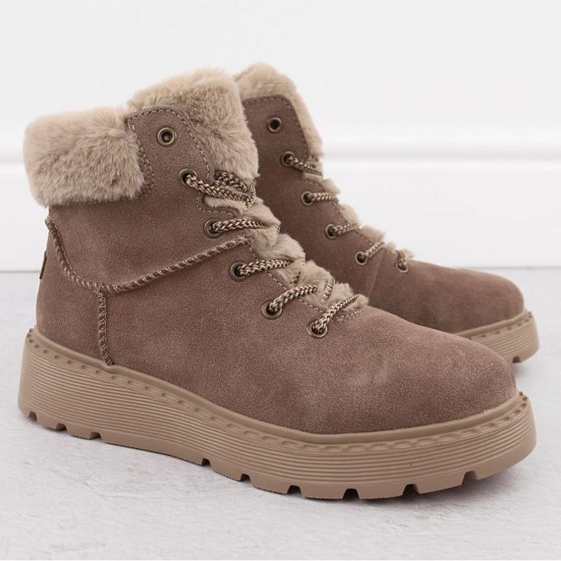 Rieker 70402-24 beige ankelstøvler med pels 2