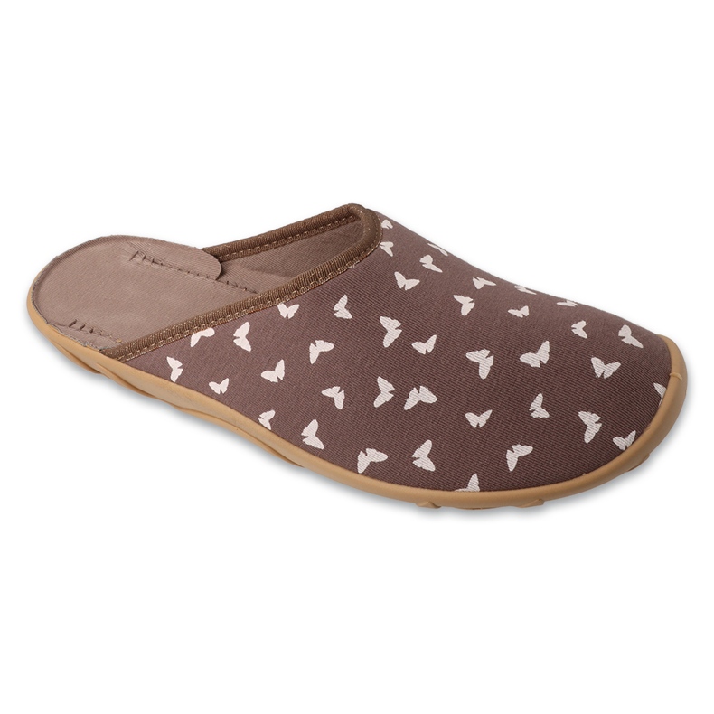 Befado dametøfler 235D194 brune med sommerfugle 1