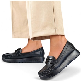 Dame loafers med tyk sål, sort 24-21339B 1