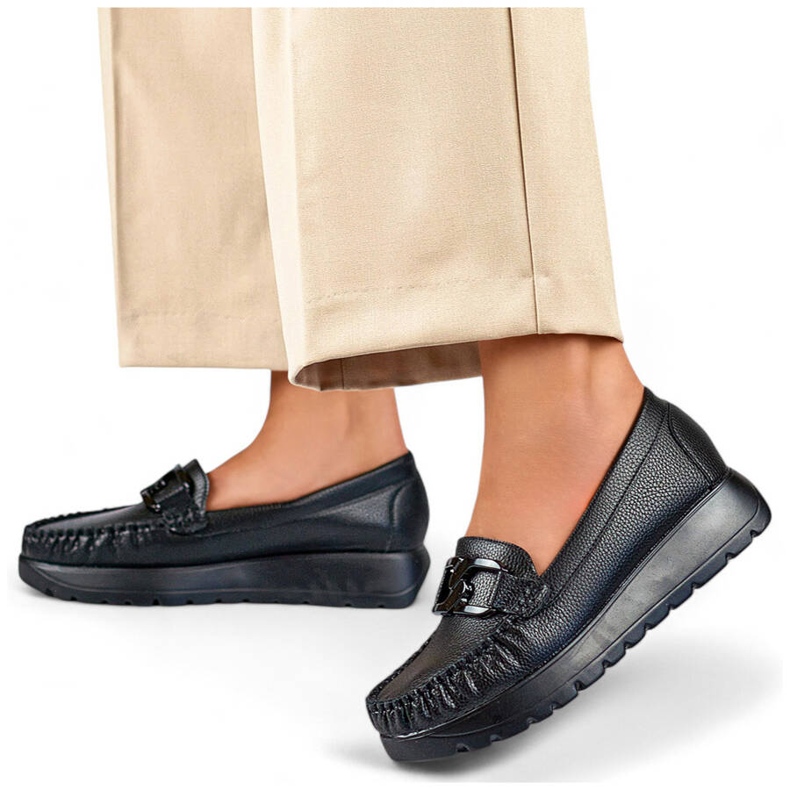 Dame loafers med tyk sål, sort 24-21339B 1