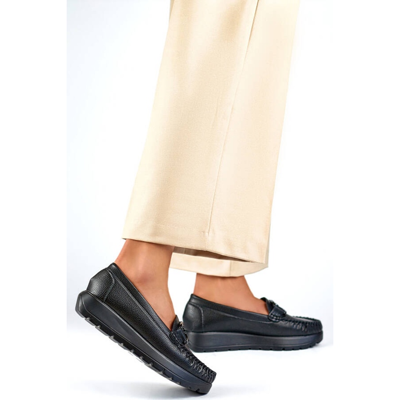 Dame loafers med tyk sål, sort 24-21339B 2