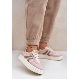 Damesneakers med flettet platform Pink/flerfarvet lyserød 2