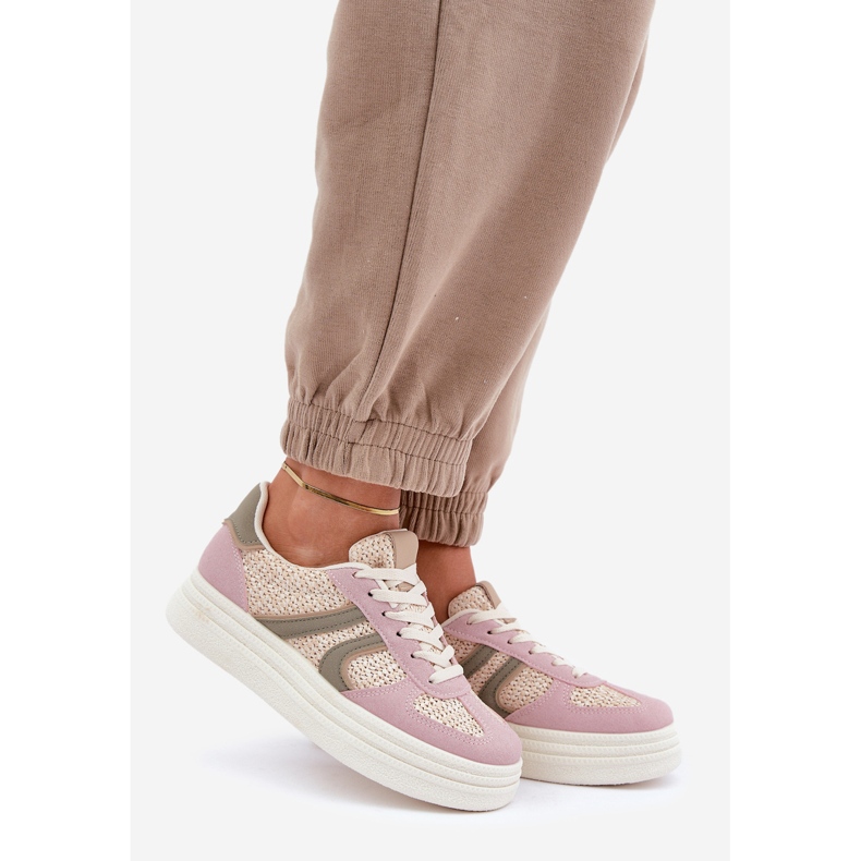 Damesneakers med flettet platform Pink/flerfarvet lyserød 1