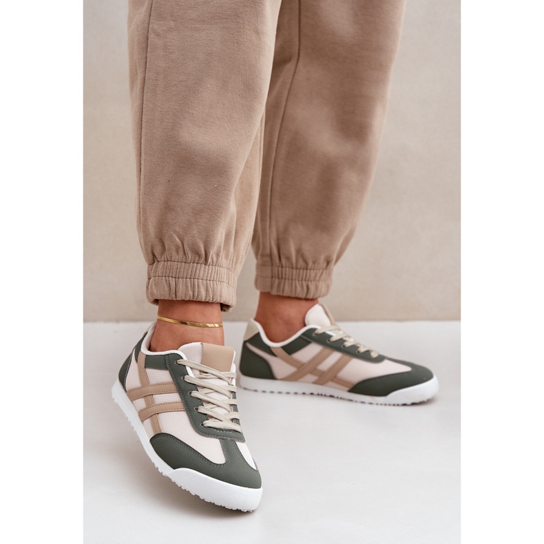Lave sneakers til kvinder Sneakers beige og grønne 2