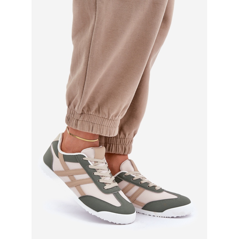 Lave sneakers til kvinder Sneakers beige og grønne 1