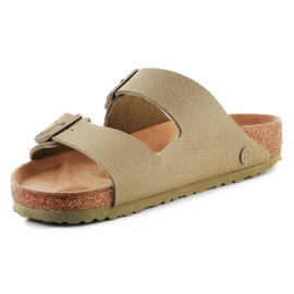 Birkenstock Rivet Logo Vegan Canvas Faded Slides 1023958 grøn 7