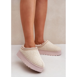 Snestøvler til kvinder med broderi, lys beige 2