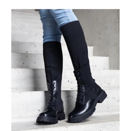 Sorte slip-on støvler med elastisk materiale overdel Luana - Solea 1