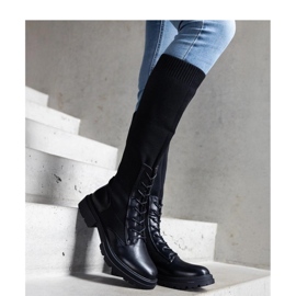 Sorte slip-on støvler med elastisk materiale overdel Luana - Solea 2