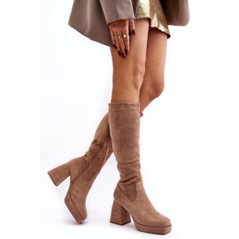 Ideal Shoes Kvinders beige isolerede støvler 3