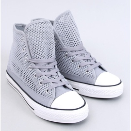 Grå gennembrudte high-top sneakers 1