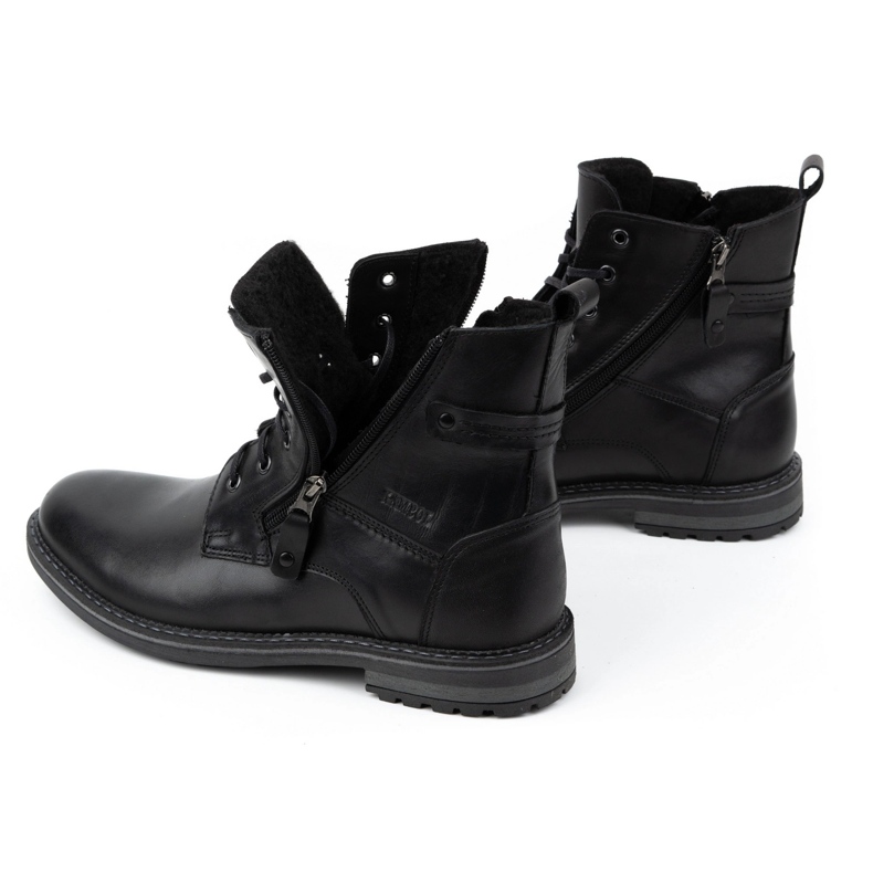 Kampol Herre vinter læderstøvler 155KAM, sorte 1