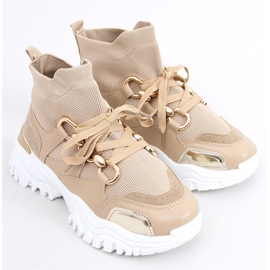 Snegner sneakers til beige terninger/khaki med gyldne dekorationer 1