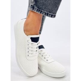 Kvinders åbent øko-læder hvide sneakers 2