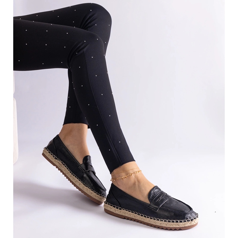 Sort glidende espadriller på platformen 1
