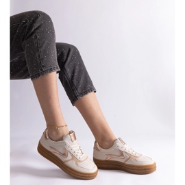 Beige sneakers med gummisål 1