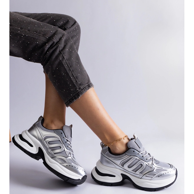 Sølv sportssneakers til kvinder 2