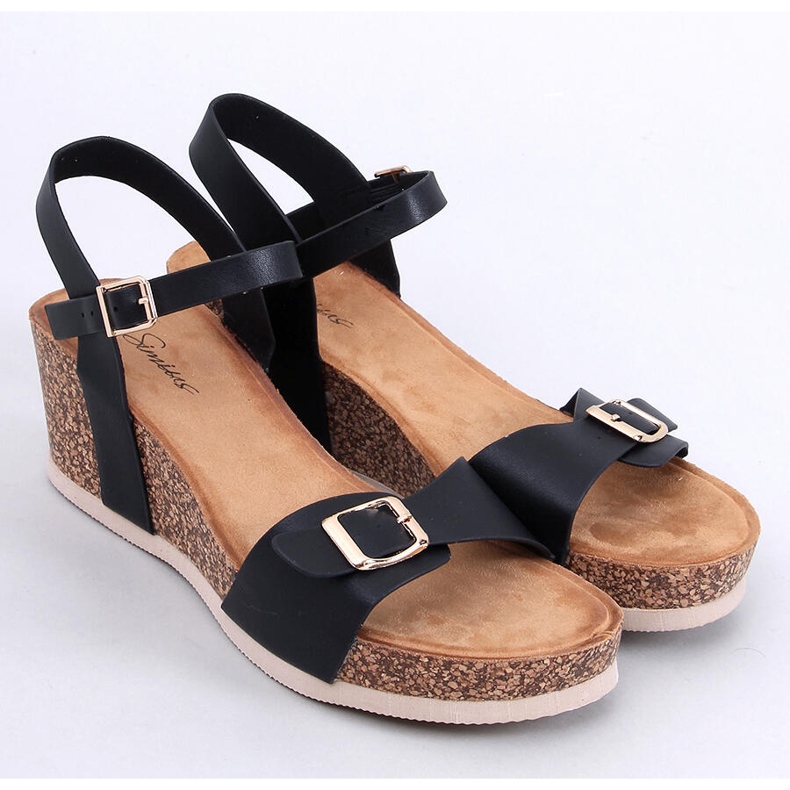 Sorte sandaler i kork 1