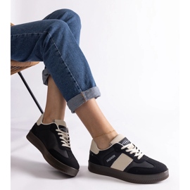 Sorte platformssneakers med syninger 2