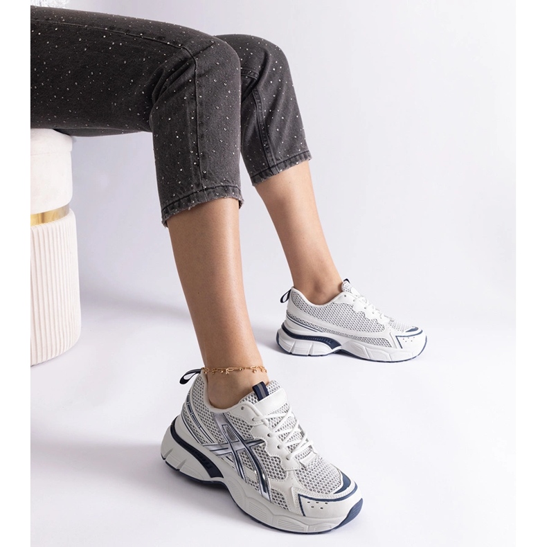 Blå sportssneakers til kvinder hvid 1