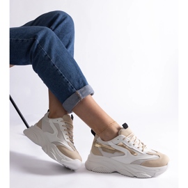 Beige og guld damesneakers 2