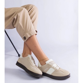 Beige platformssneakers med syninger 1