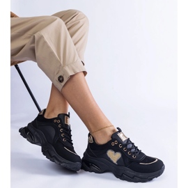 Sorte platformssneakers med sort hjerte 1